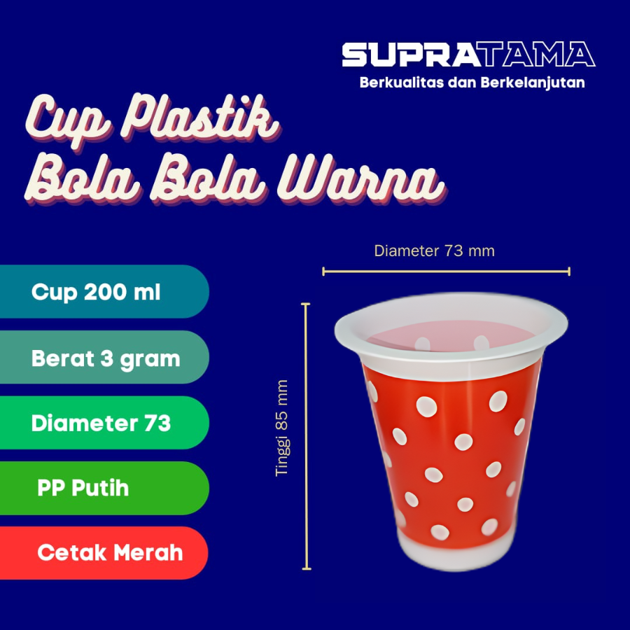 CUP BOLA PUTIH BLOK MERAH