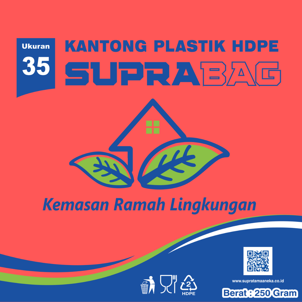 KANTONG PLASTIK HD MERAH 0.03 X 55/35 X 55
