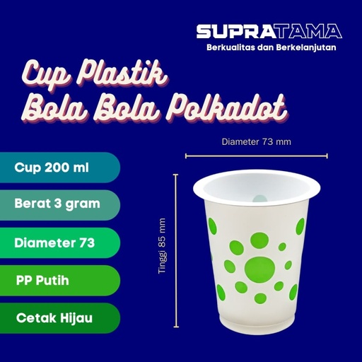 [22.057.00007] CUP PUTIH BOLA HIJAU