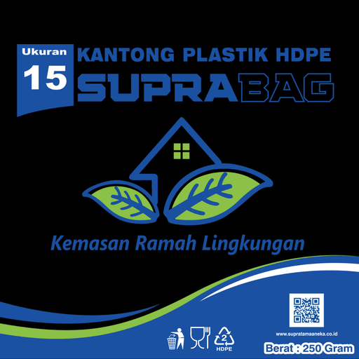 [35.002.00005] KANTONG PLASTIK HD HITAM 0.03 X 25/15 X 30