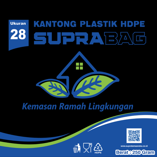 [35.002.00007] KANTONG PLASTIK HD HITAM 0.03 X 40/28 X 50