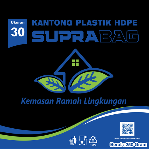 [35.002.00019] KANTONG PLASTIK HD HITAM 0.03 X 50/30 X 55