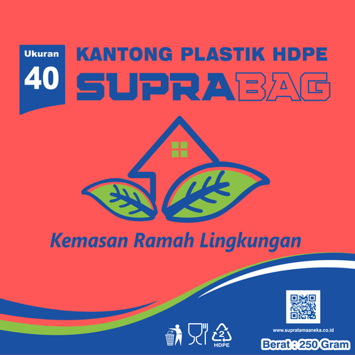 [35.002.00020] KANTONG PLASTIK HD MERAH 0.03 X 62/40 X 60